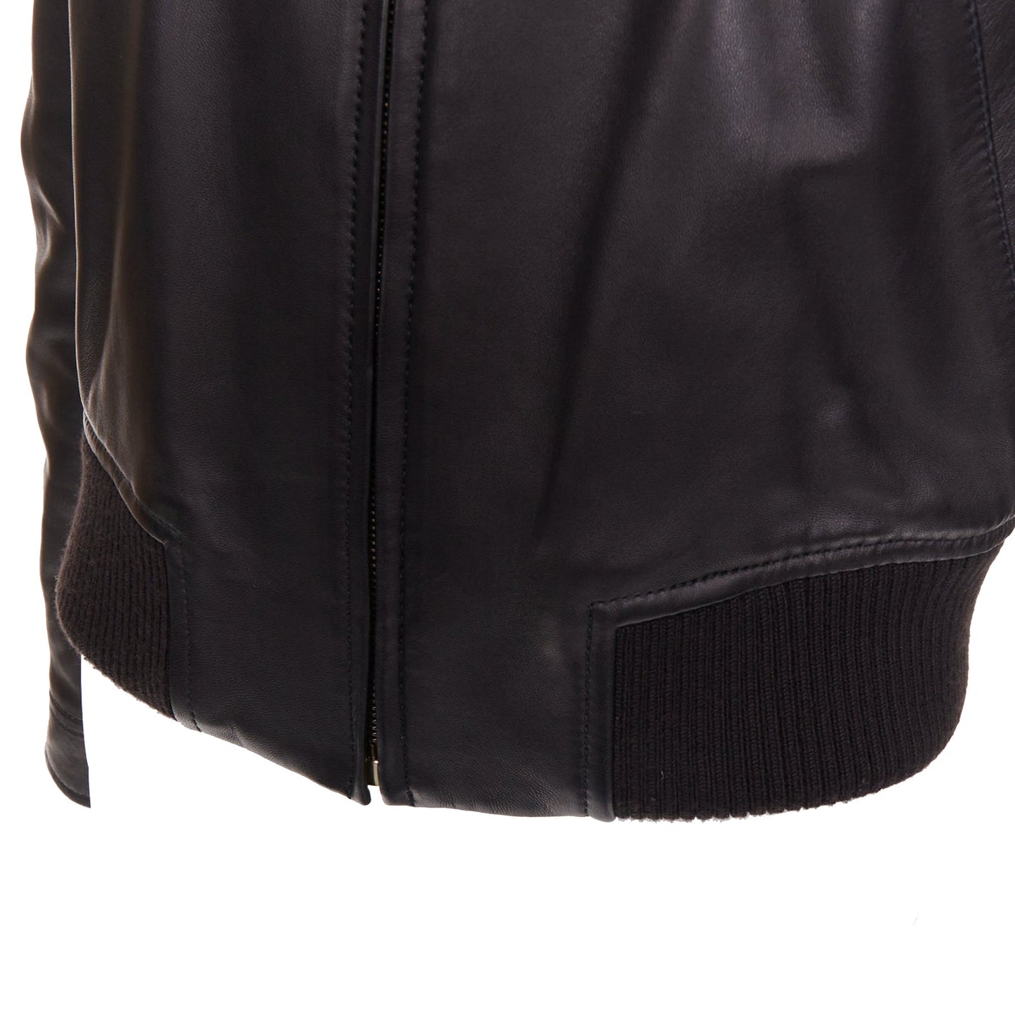 Women's Lanvin black lambskin leather shearling collar aviator bomber