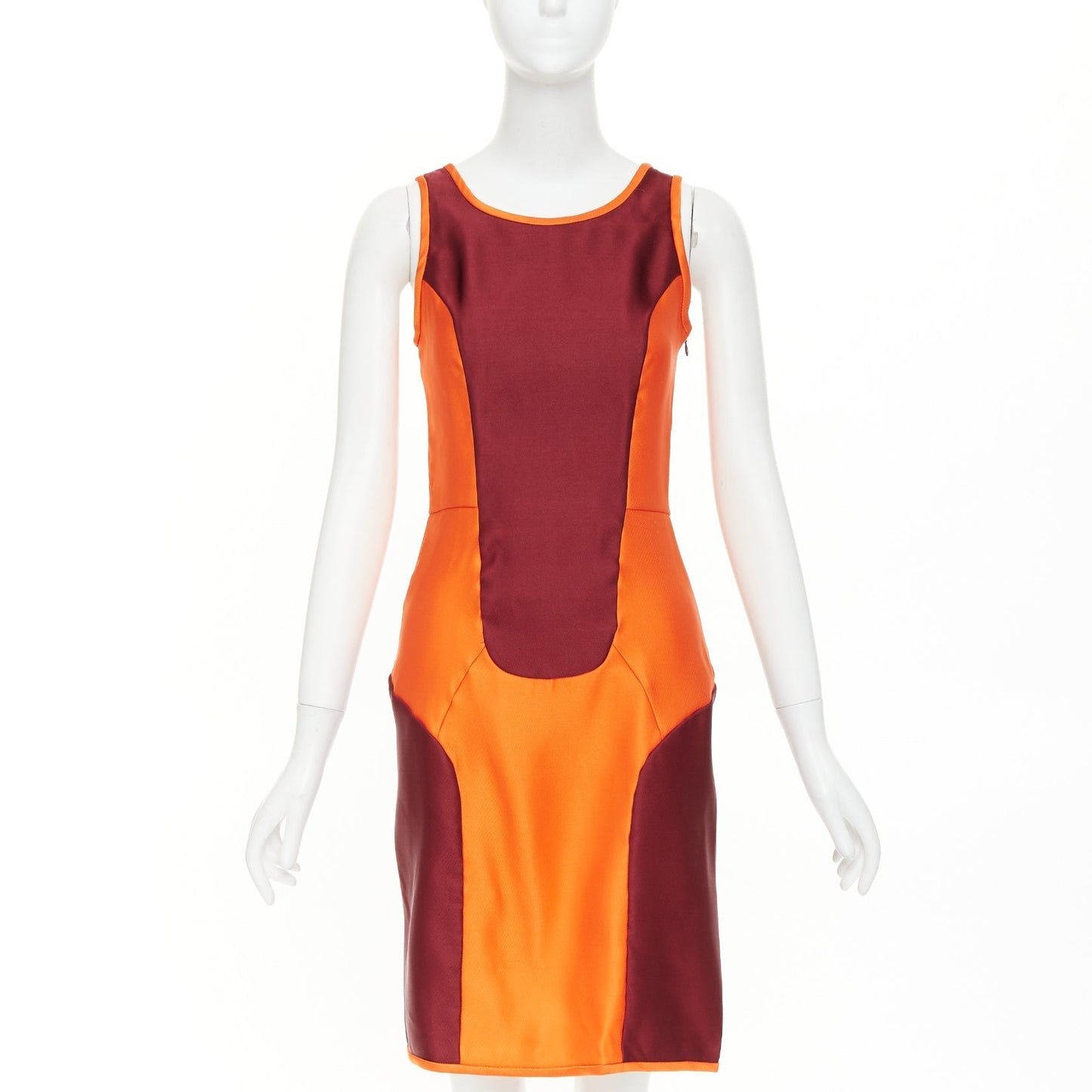 Women's Miu Miu Sportif geometric silk satin panelled dress