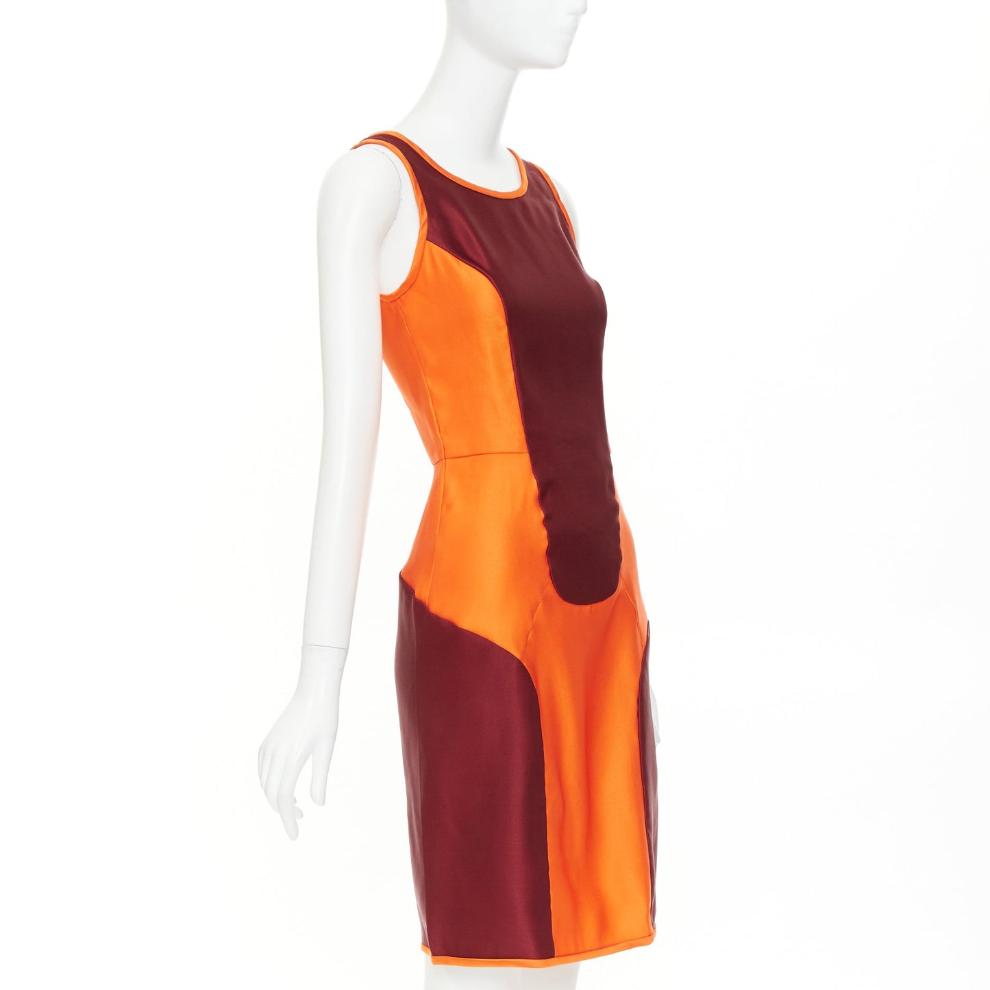 Women's Miu Miu Sportif geometric silk satin panelled dress