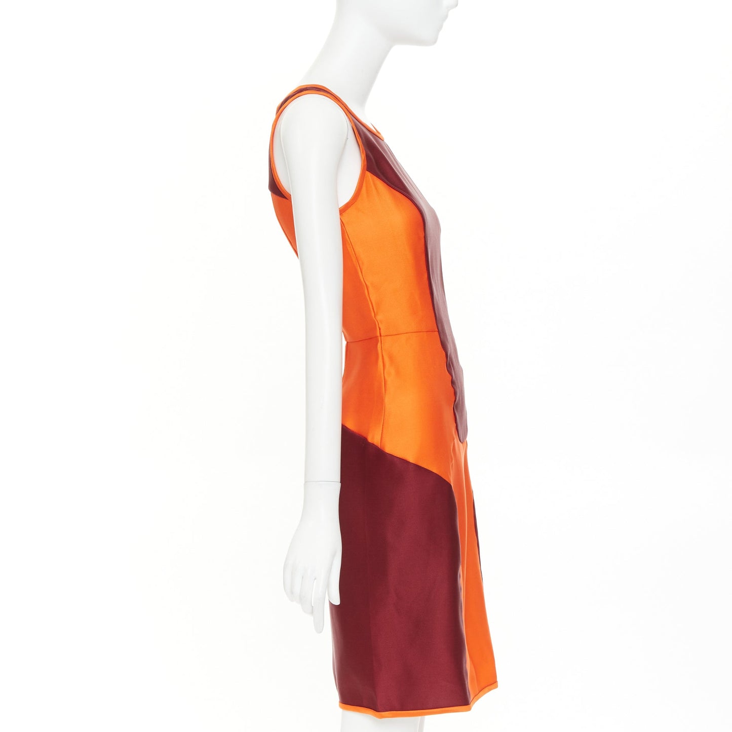 Women's Miu Miu Sportif geometric silk satin panelled dress