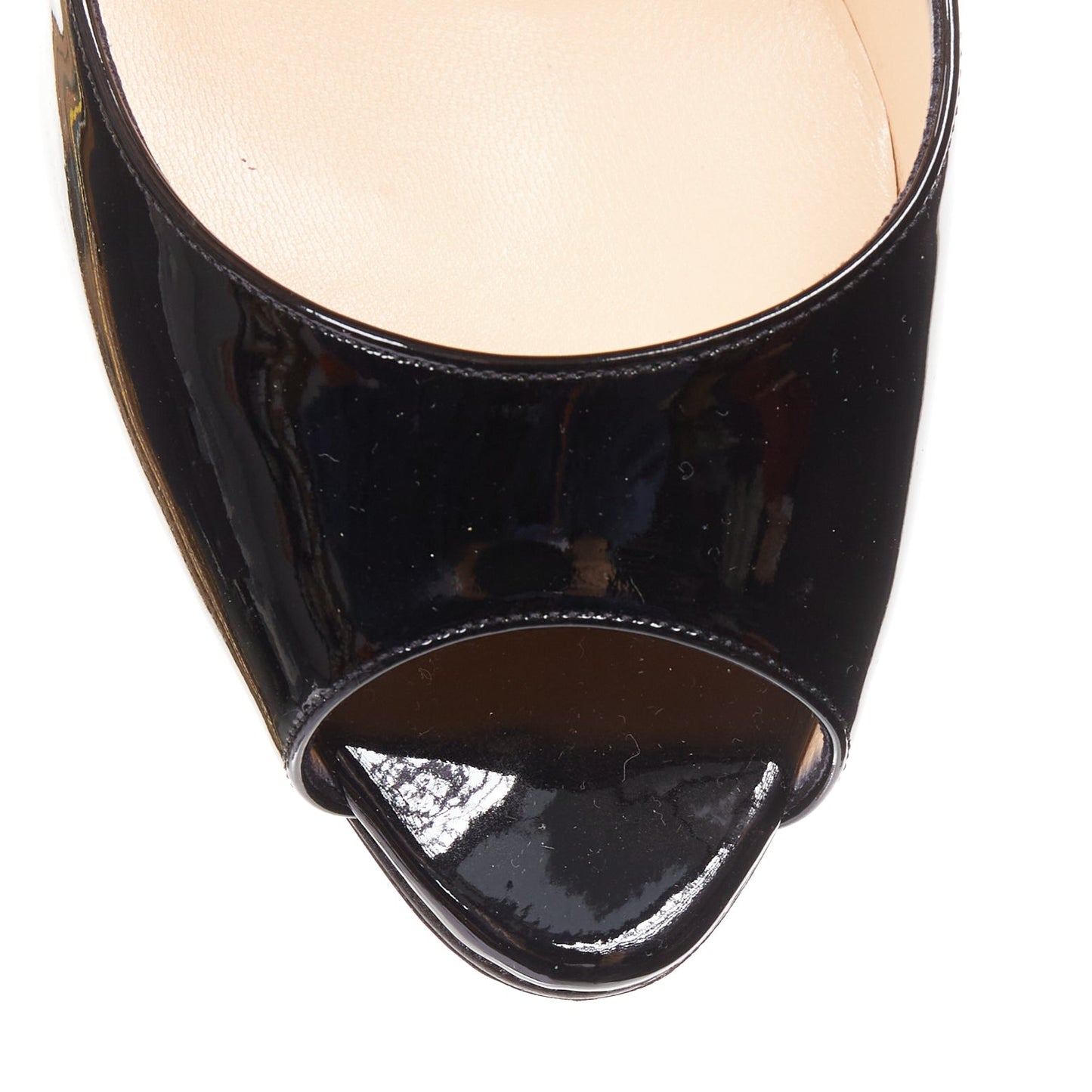 Women's Christian Louboutin You You black patent leather peep toe heels
