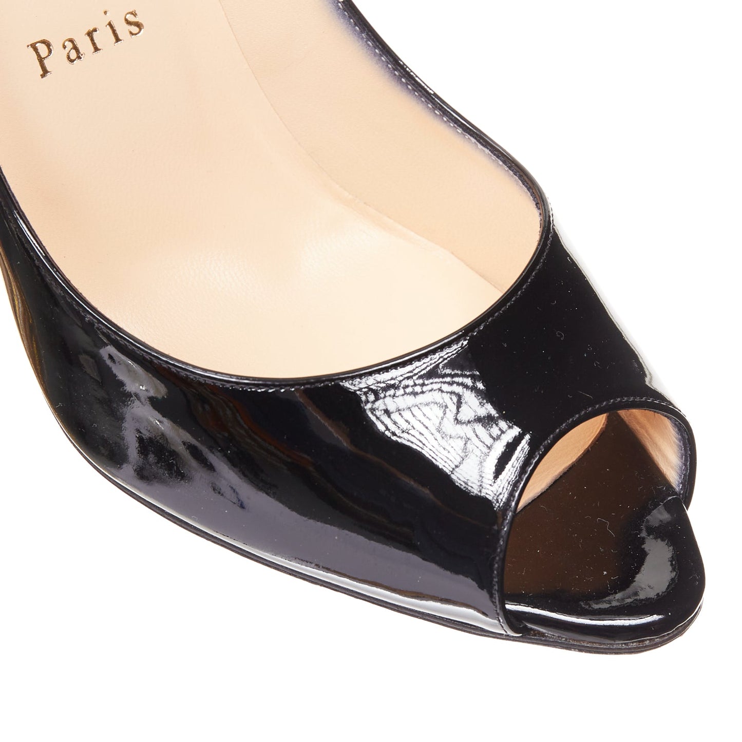 Women's Christian Louboutin You You black patent leather peep toe heels