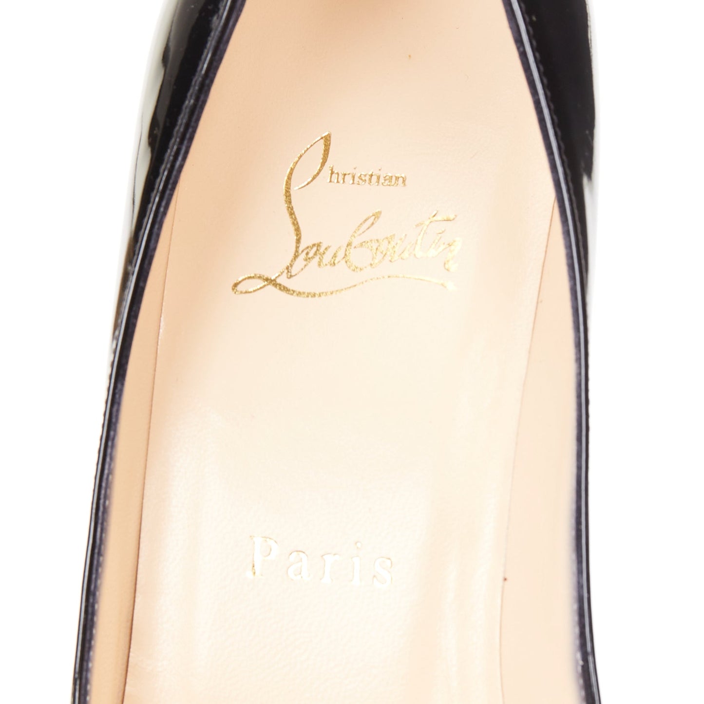 Women's Christian Louboutin You You black patent leather peep toe heels