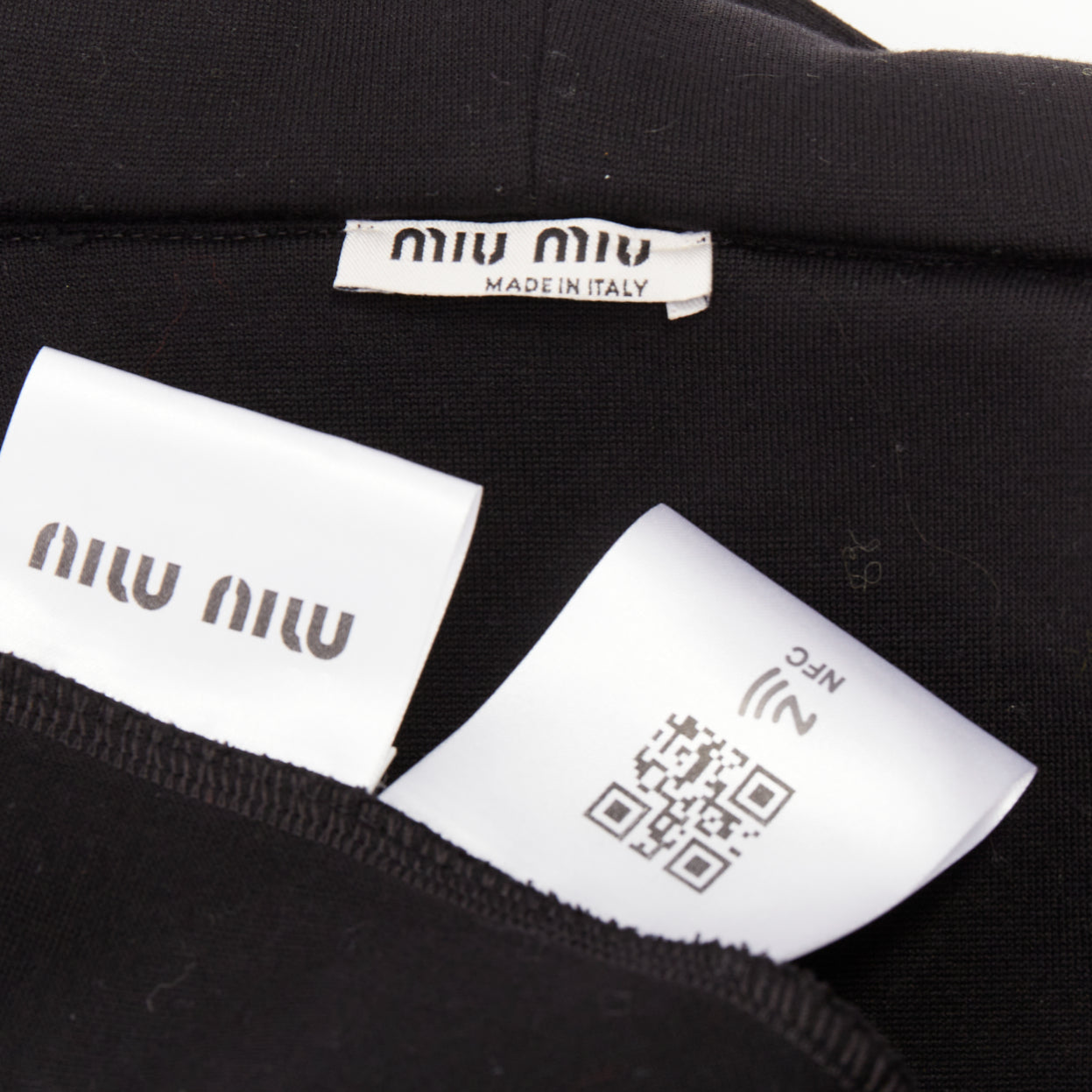 Women's Miu Miu black cotton checkerboard woven leather race hoodie