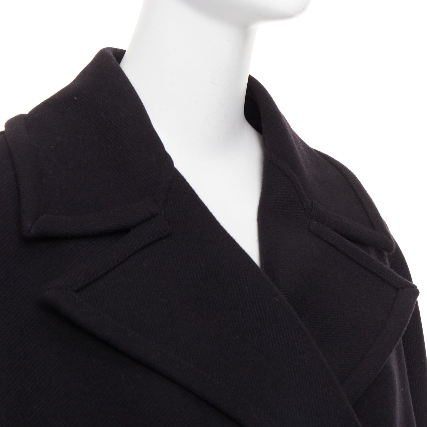 Women's Valentino black wool blend boxy V logo double breasted coat