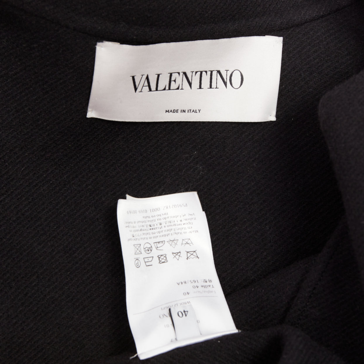 Women's Valentino black wool blend boxy V logo double breasted coat