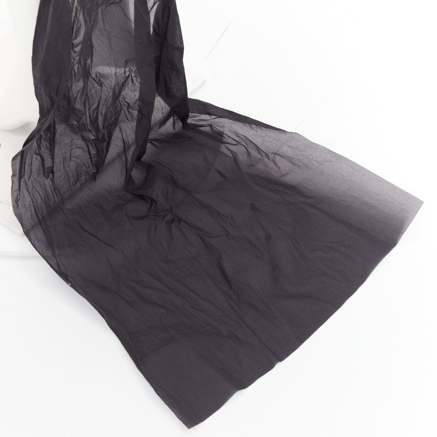 Women's Prada black crinkled Re-Nylon crepe rosette draped slip gown