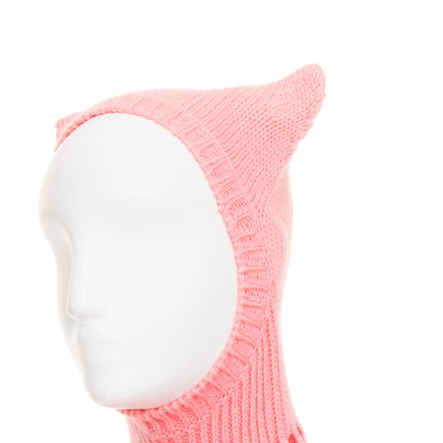 Women's Gucci Epilogue pink wool knit ear hooded pom pom dress