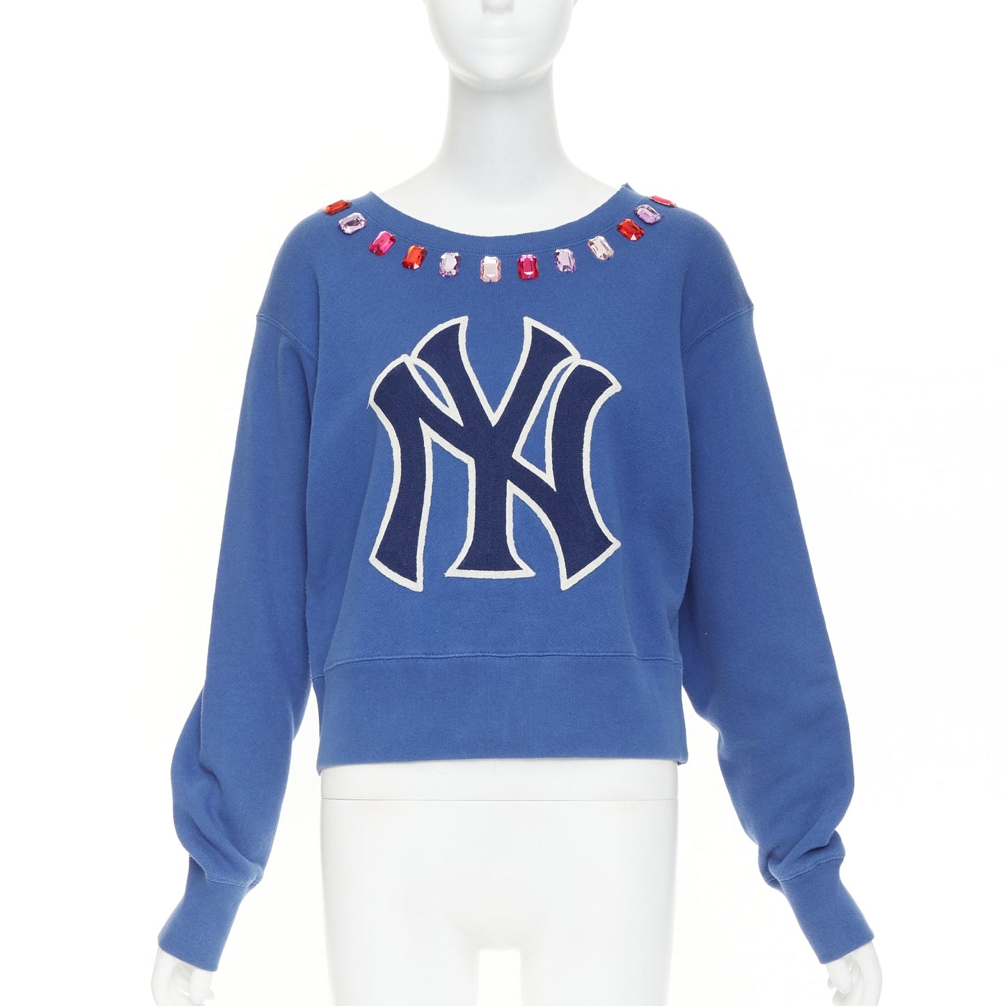 Women's Gucci MLB New York Yankees blue cotton jeweled sweatshirt