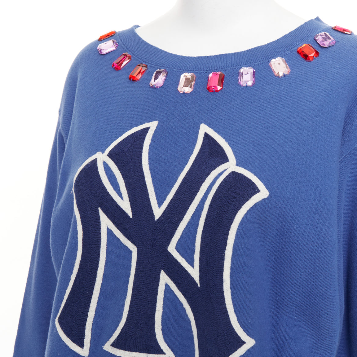 Women's Gucci MLB New York Yankees blue cotton jeweled sweatshirt