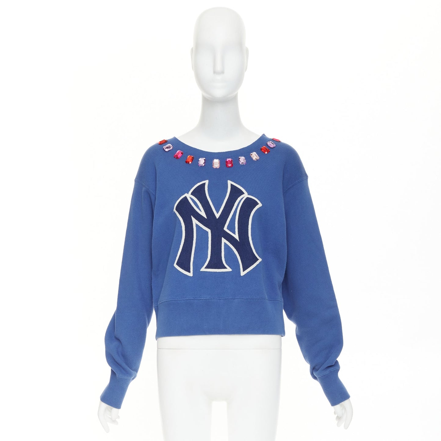 Women's Gucci MLB New York Yankees blue cotton jeweled sweatshirt