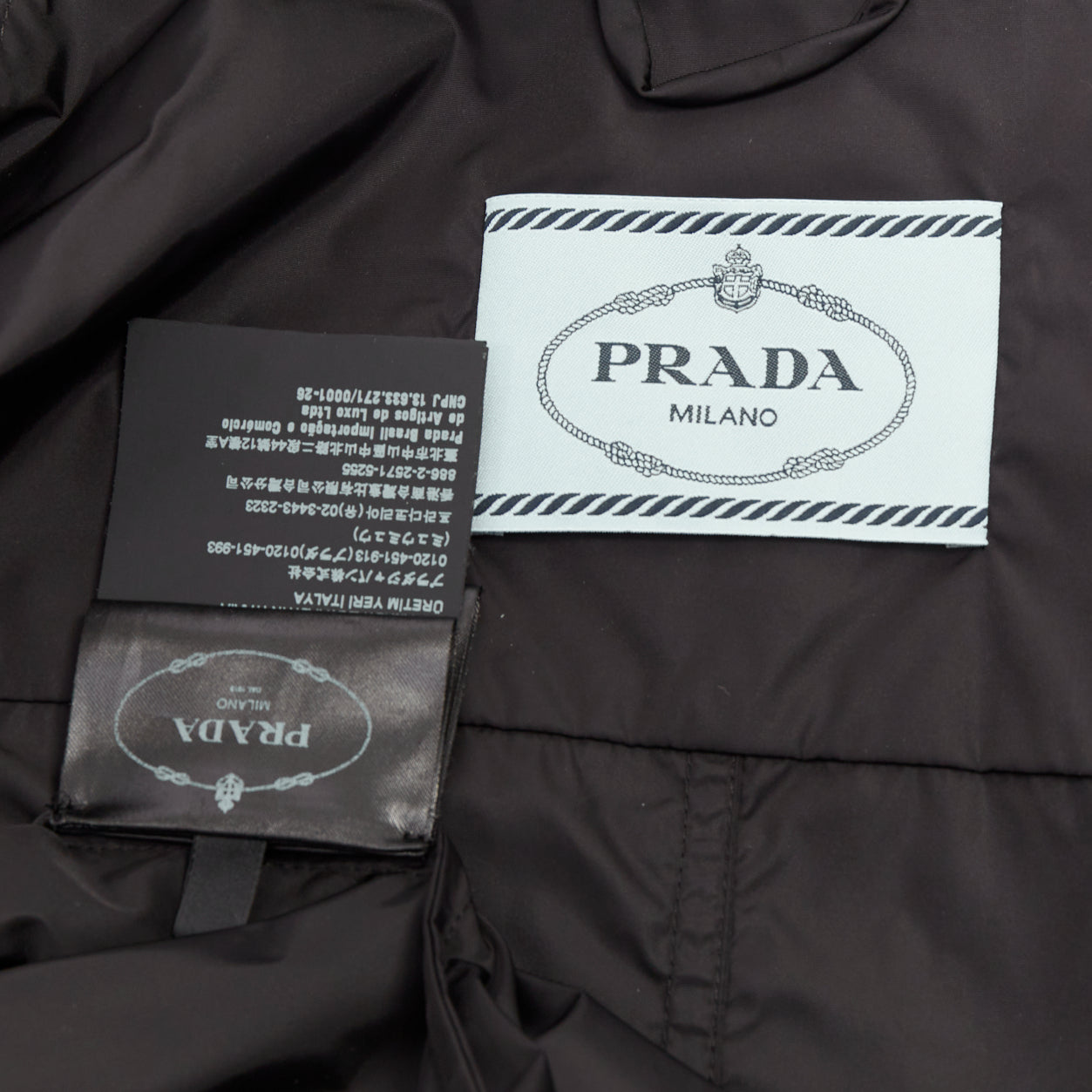 Women's Prada Re-Nylon black silver triangle logo hooded windbreaker