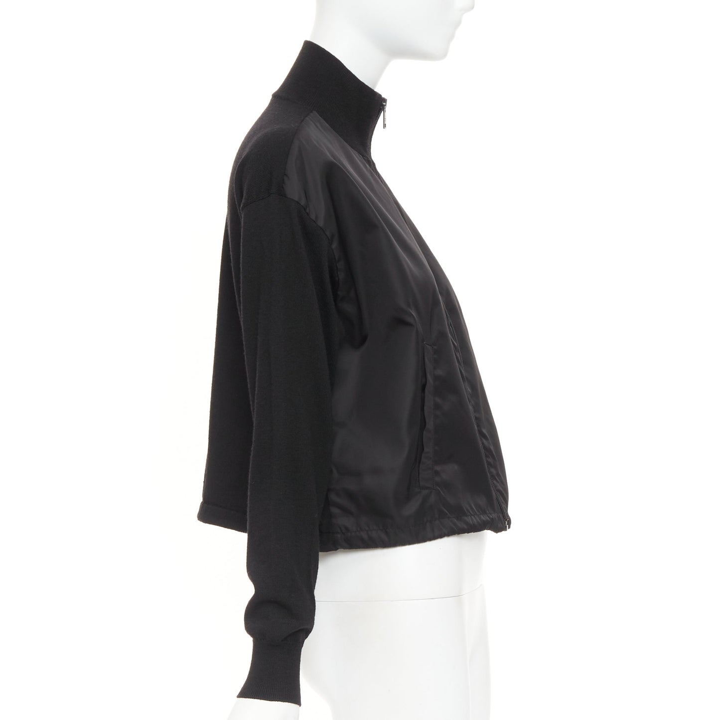 Women's Prada Re-Nylon virgin wool triangle logo zip jacket