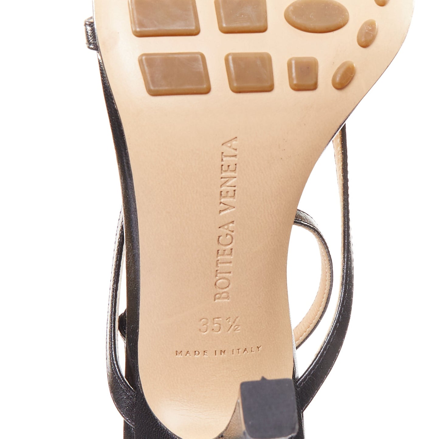 Women's Bottega Veneta Stretch black leather thong ankle strap sandals