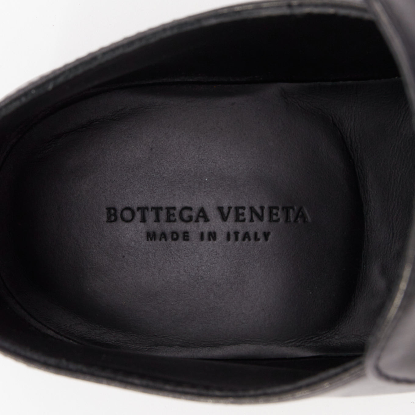 Men's Bottega Veneta black leather dual tonal chain loafers