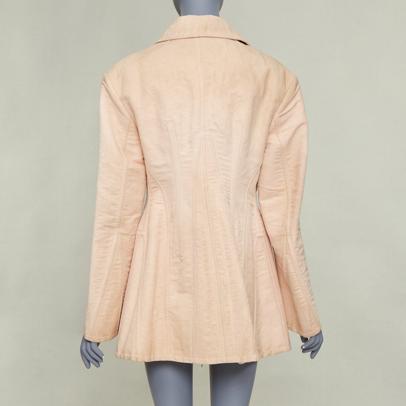 Women's Prada Opal Slub pink distressed canvas lace up corset jacket