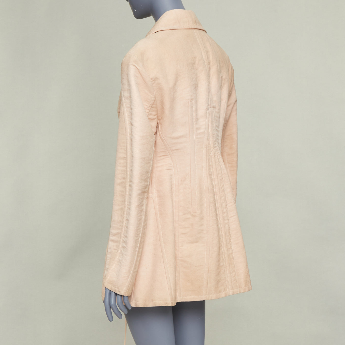 Women's Prada Opal Slub pink distressed canvas lace up corset jacket