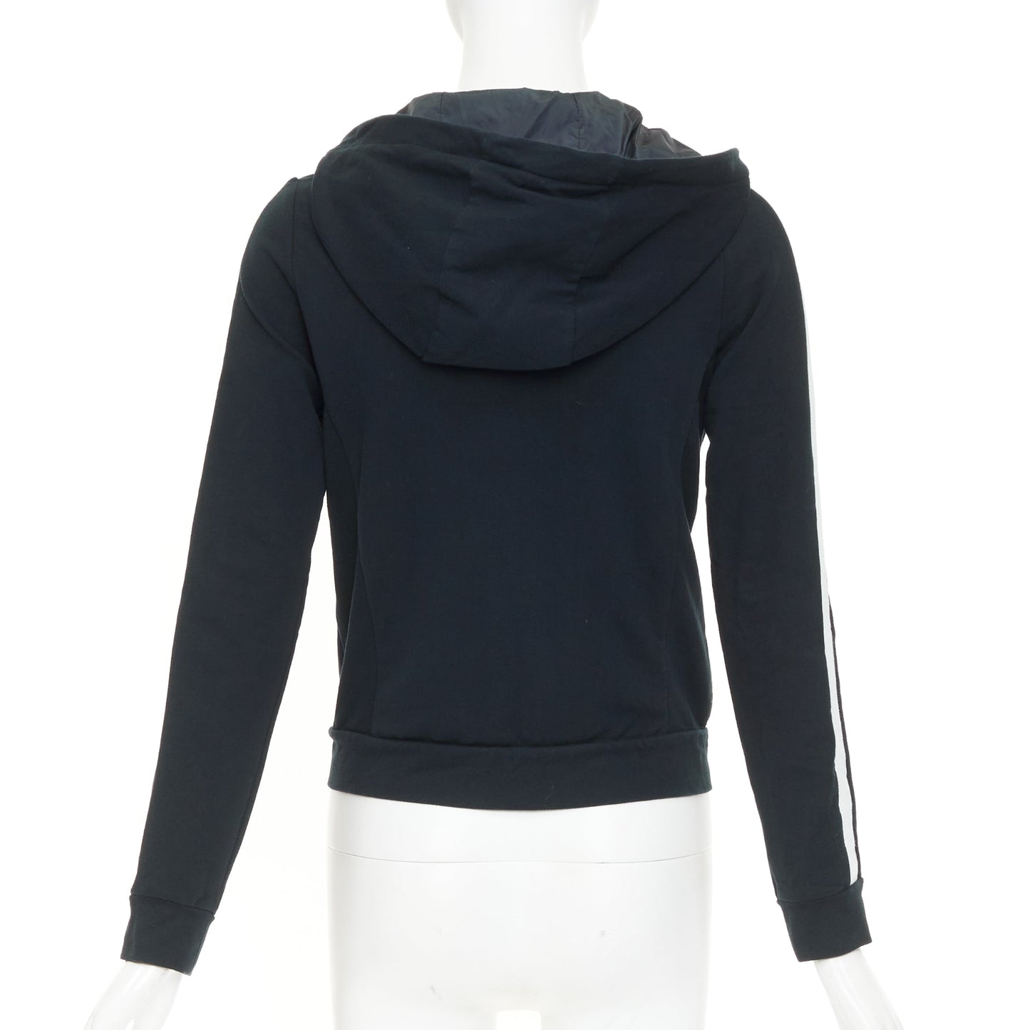Women's Prada Linea Rossa striped zip front logo cropped hoodie