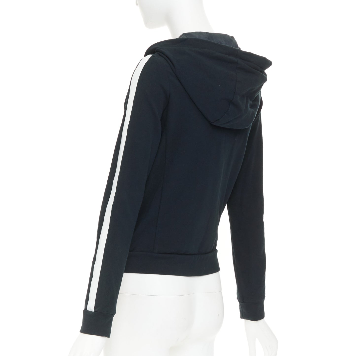 Women's Prada Linea Rossa striped zip front logo cropped hoodie