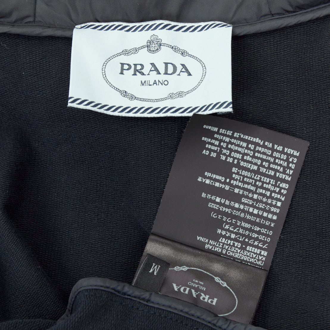 Women's Prada Linea Rossa striped zip front logo cropped hoodie