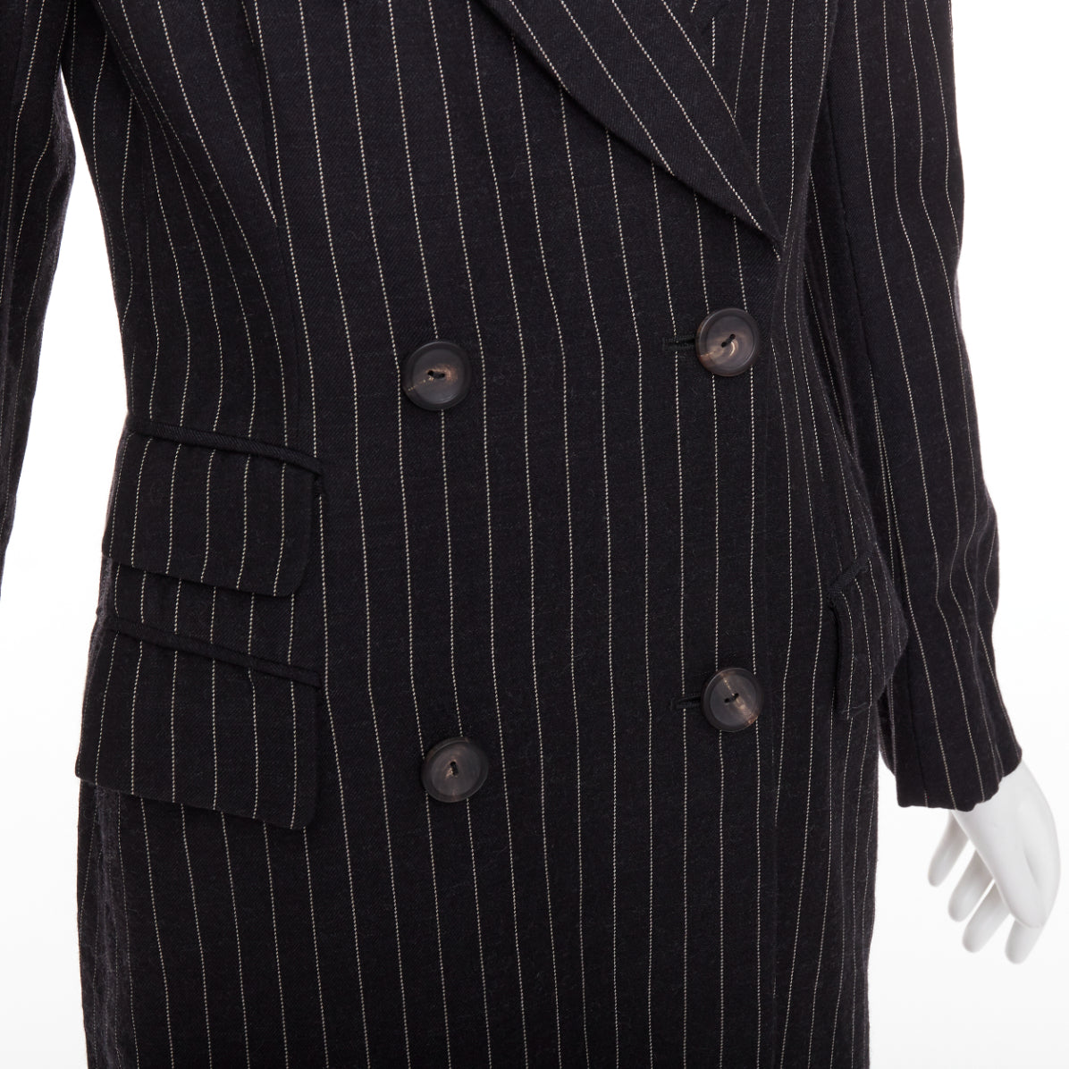 Women's Gucci Tom Ford black wool pinstripe overcoat