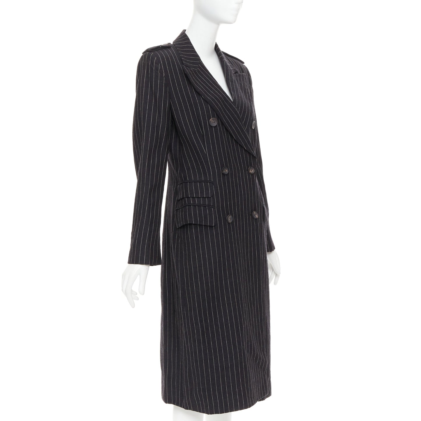Women's Gucci Tom Ford black wool pinstripe overcoat