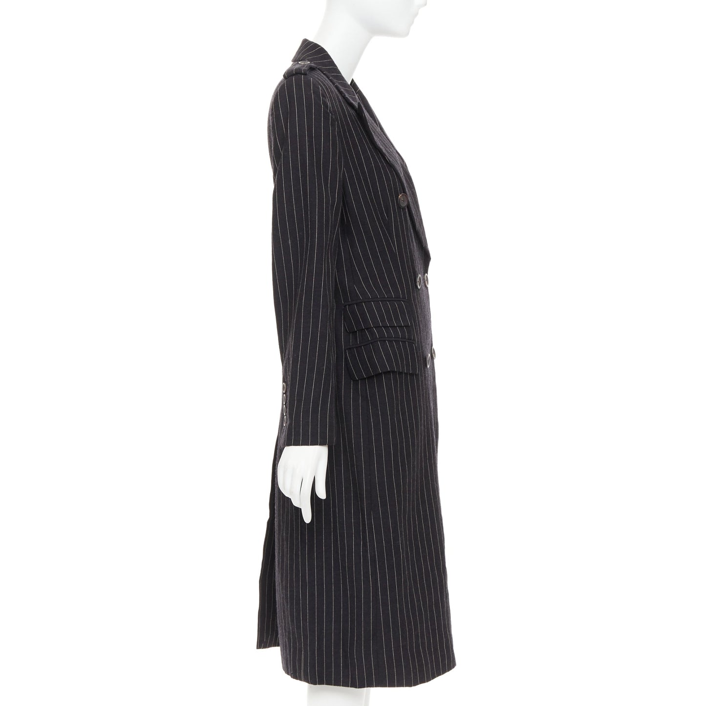 Women's Gucci Tom Ford black wool pinstripe overcoat