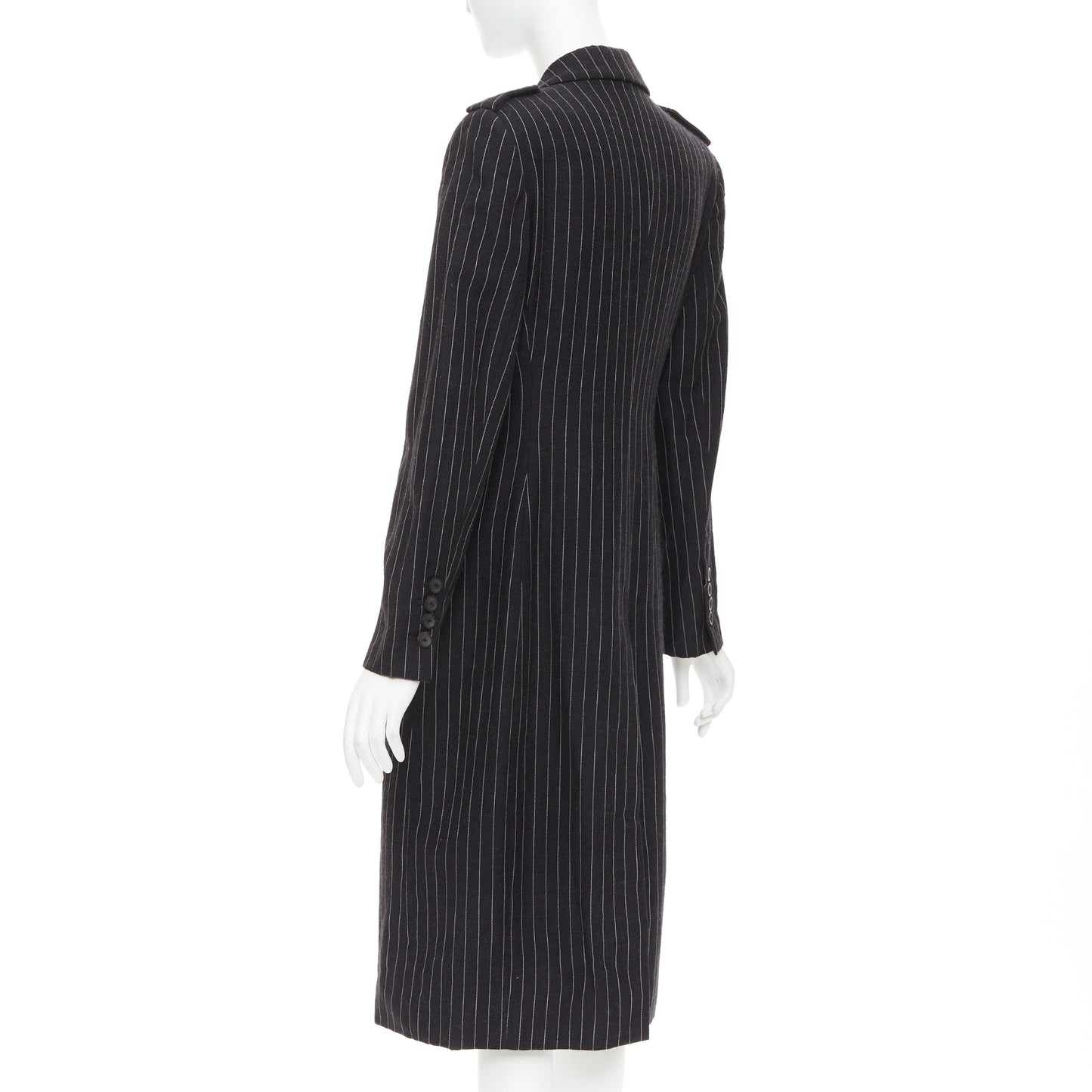 Women's Gucci Tom Ford black wool pinstripe overcoat