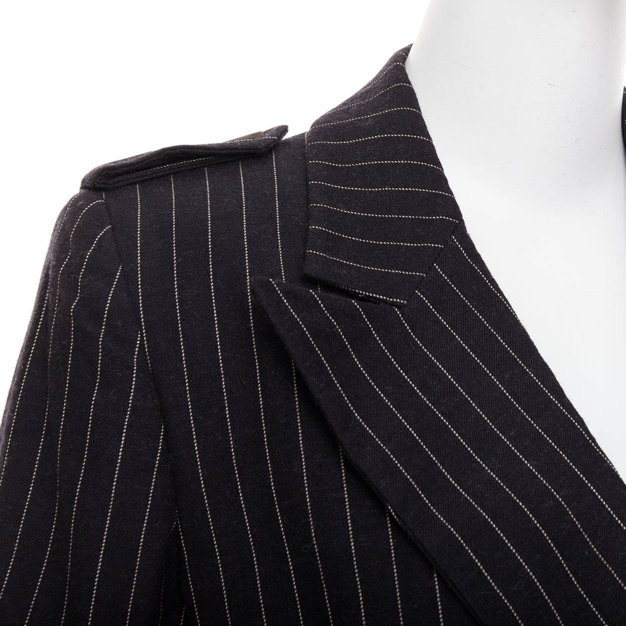 Women's Gucci Tom Ford black wool pinstripe overcoat