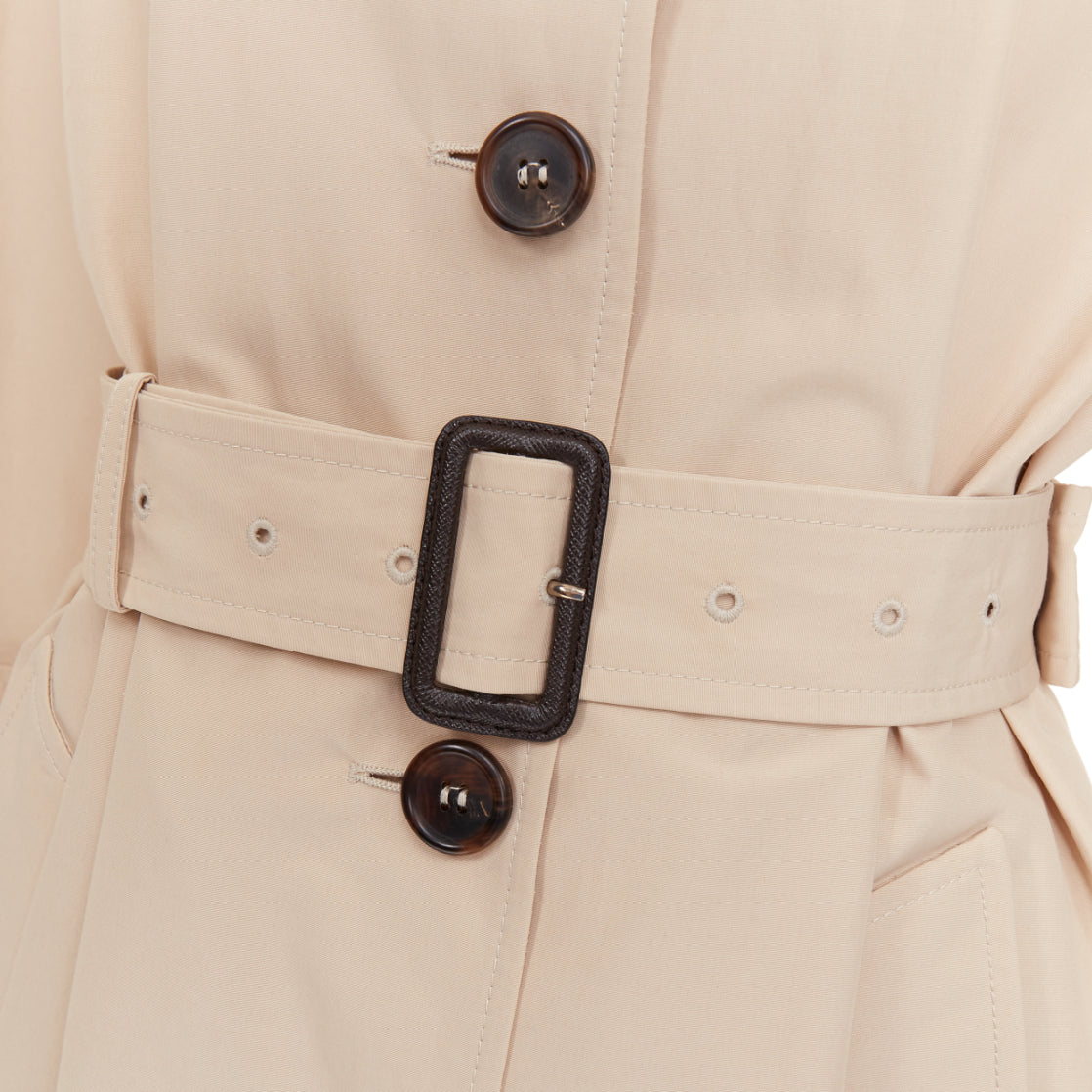 Women's Prada beige cotton pinstriped lined belted trench coat