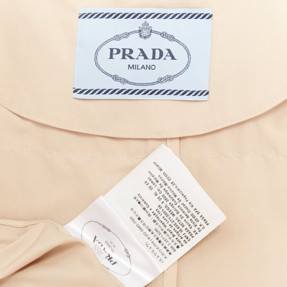 Women's Prada beige cotton pinstriped lined belted trench coat