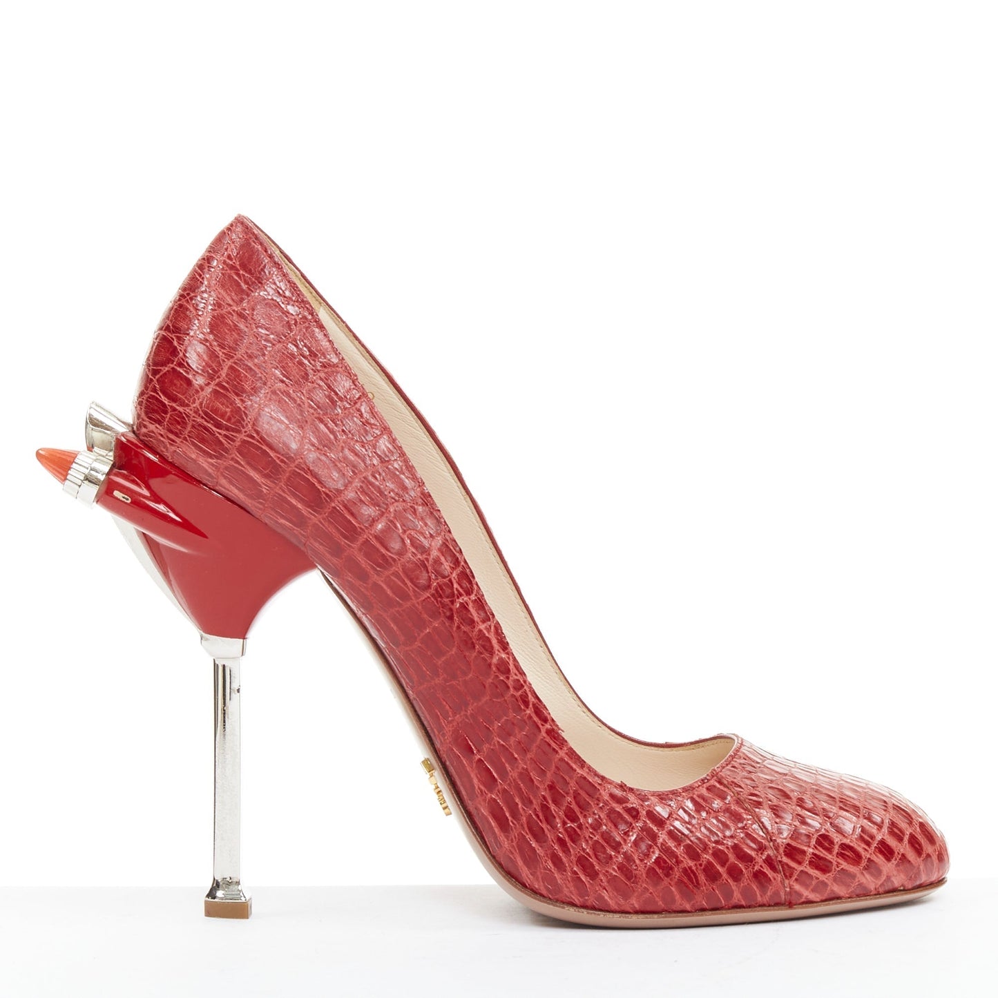 Women's Prada red croc red rocket flame heel pump