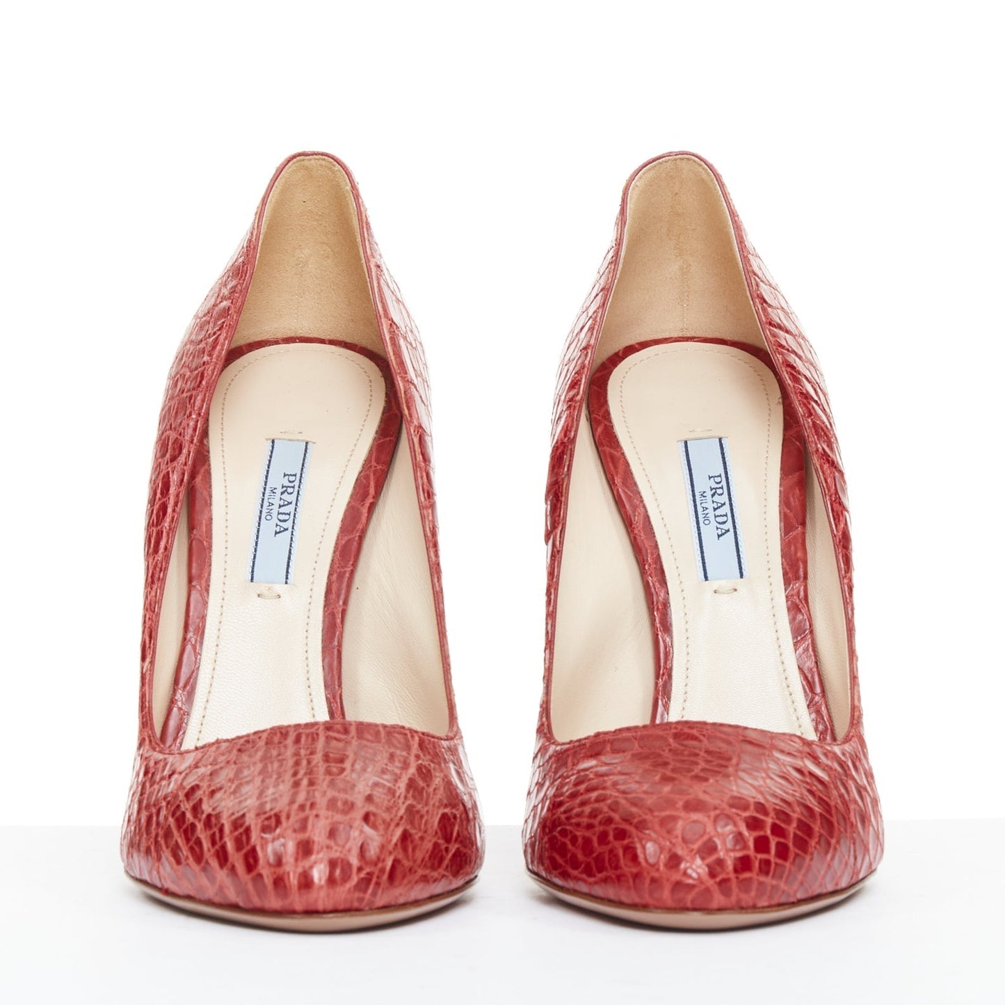 Women's Prada red croc red rocket flame heel pump