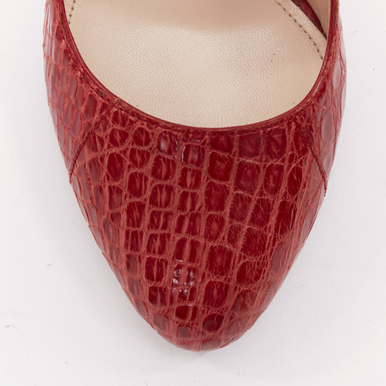 Women's Prada red croc red rocket flame heel pump
