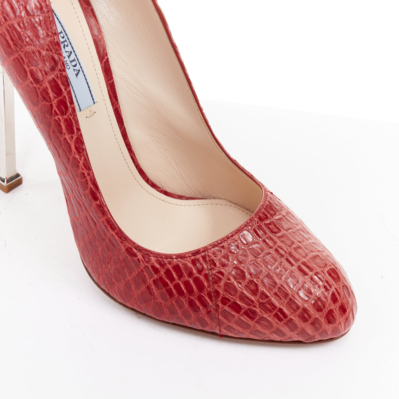 Women's Prada red croc red rocket flame heel pump