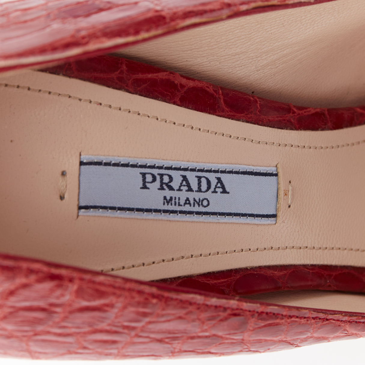 Women's Prada red croc red rocket flame heel pump