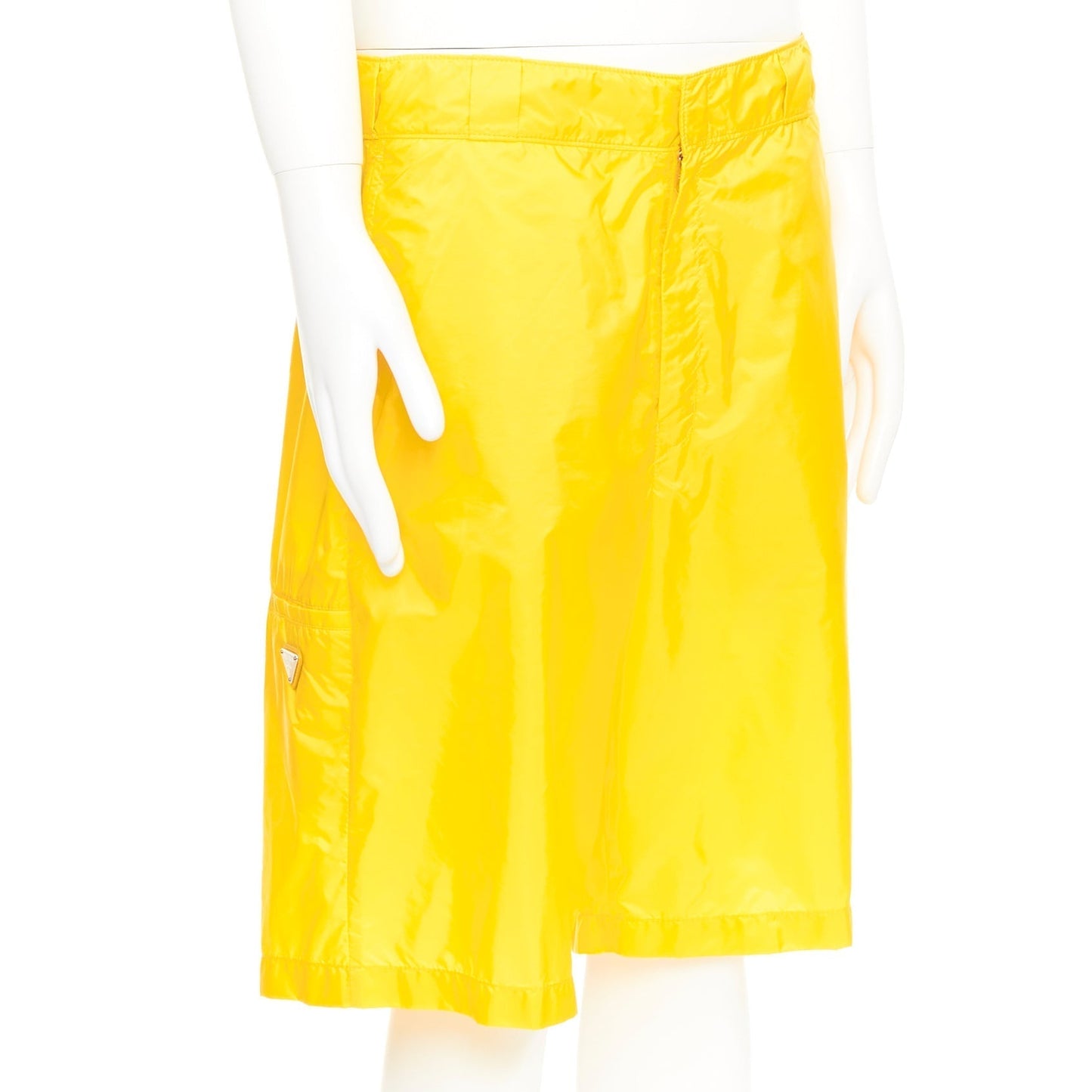 Men's Prada Re-Nylon logo wide leg Bermuda shorts
