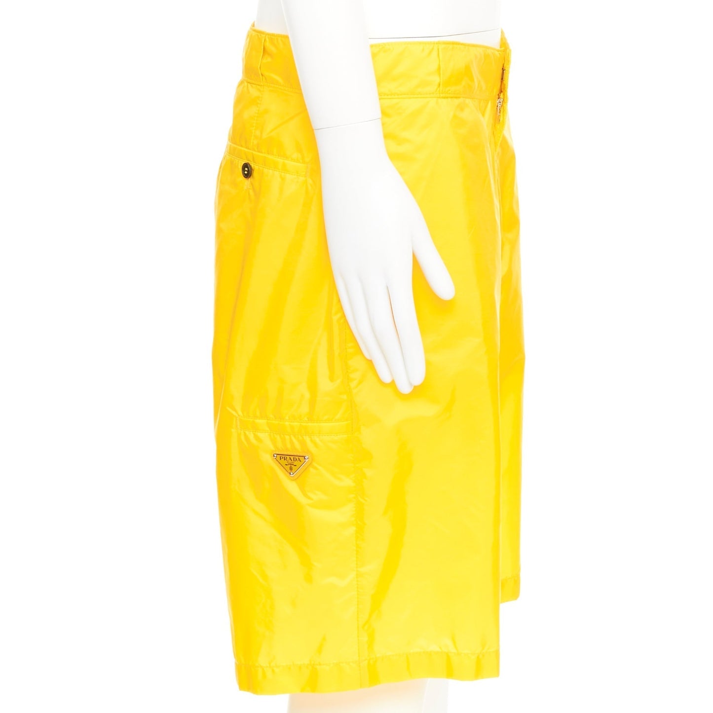 Men's Prada Re-Nylon logo wide leg Bermuda shorts