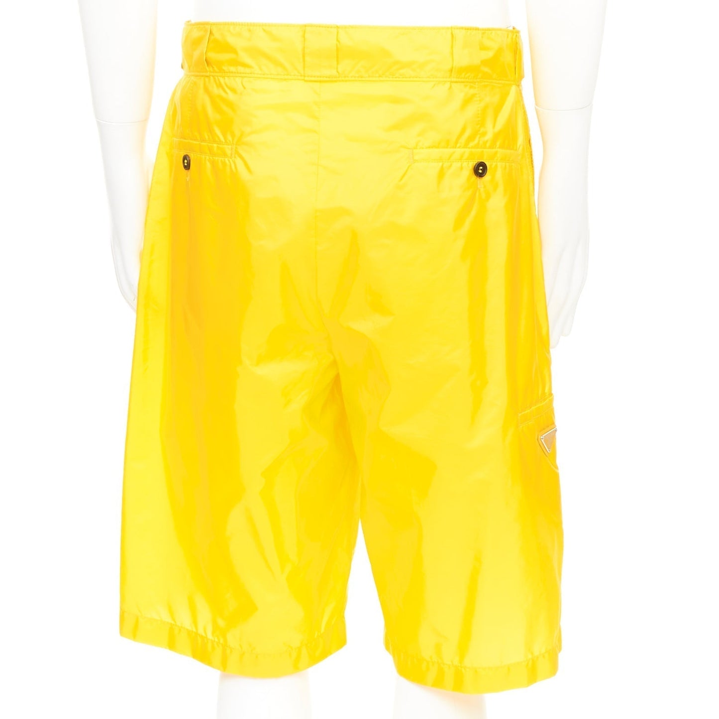 Men's Prada Re-Nylon logo wide leg Bermuda shorts