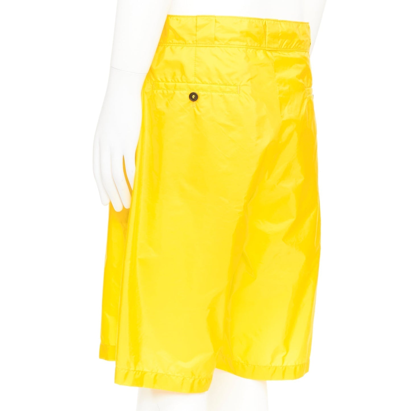 Men's Prada Re-Nylon logo wide leg Bermuda shorts