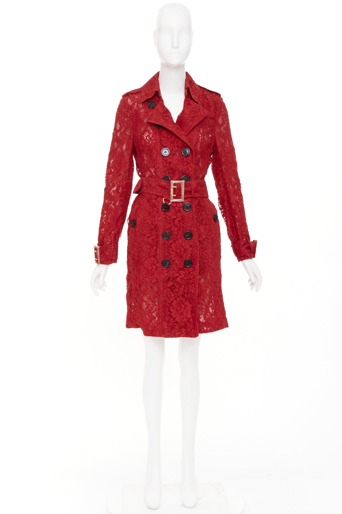 Women's Burberry Kensington red lace trench coat