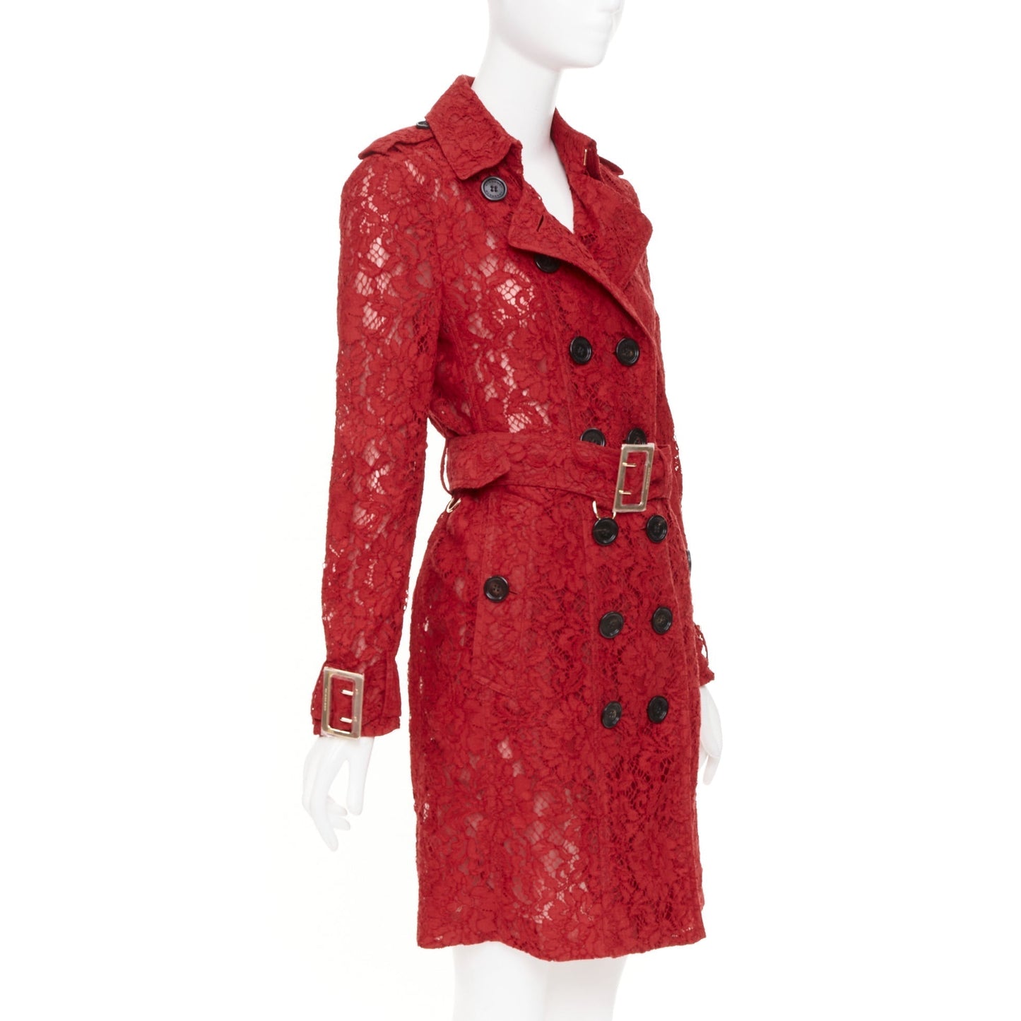 Women's Burberry Kensington red lace trench coat