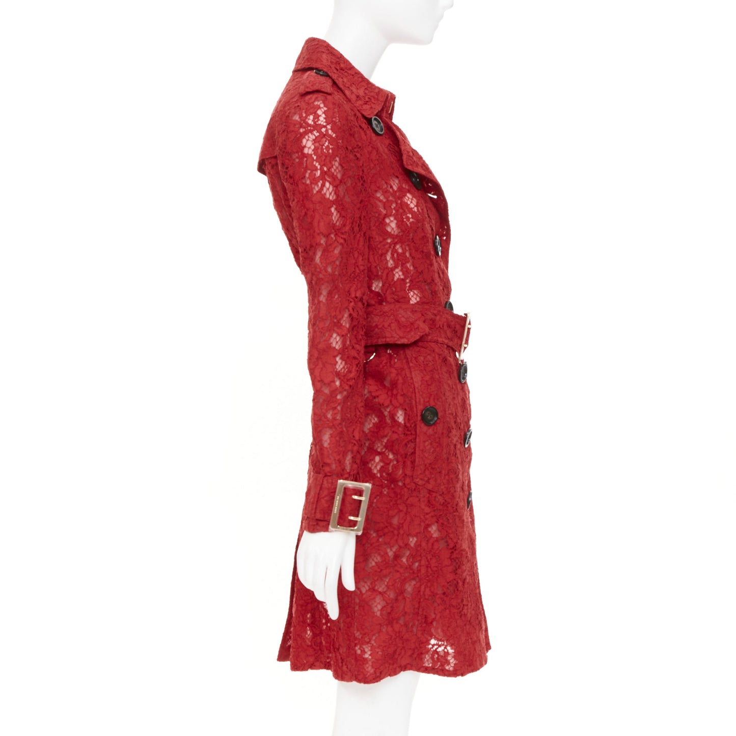 Women's Burberry Kensington red lace trench coat
