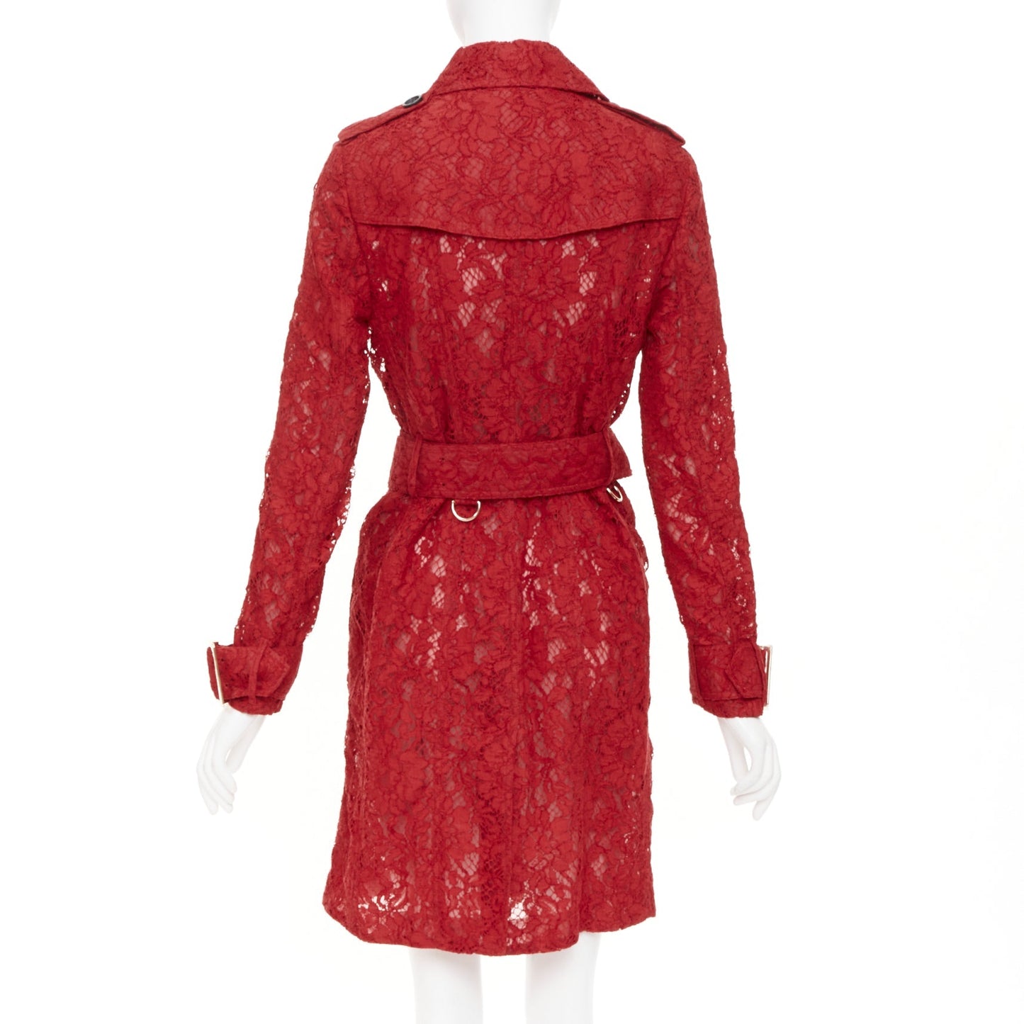 Women's Burberry Kensington red lace trench coat
