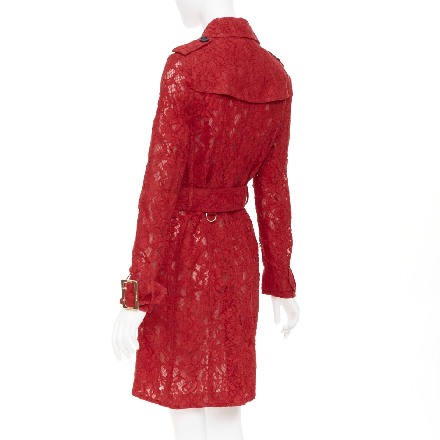 Women's Burberry Kensington red lace trench coat