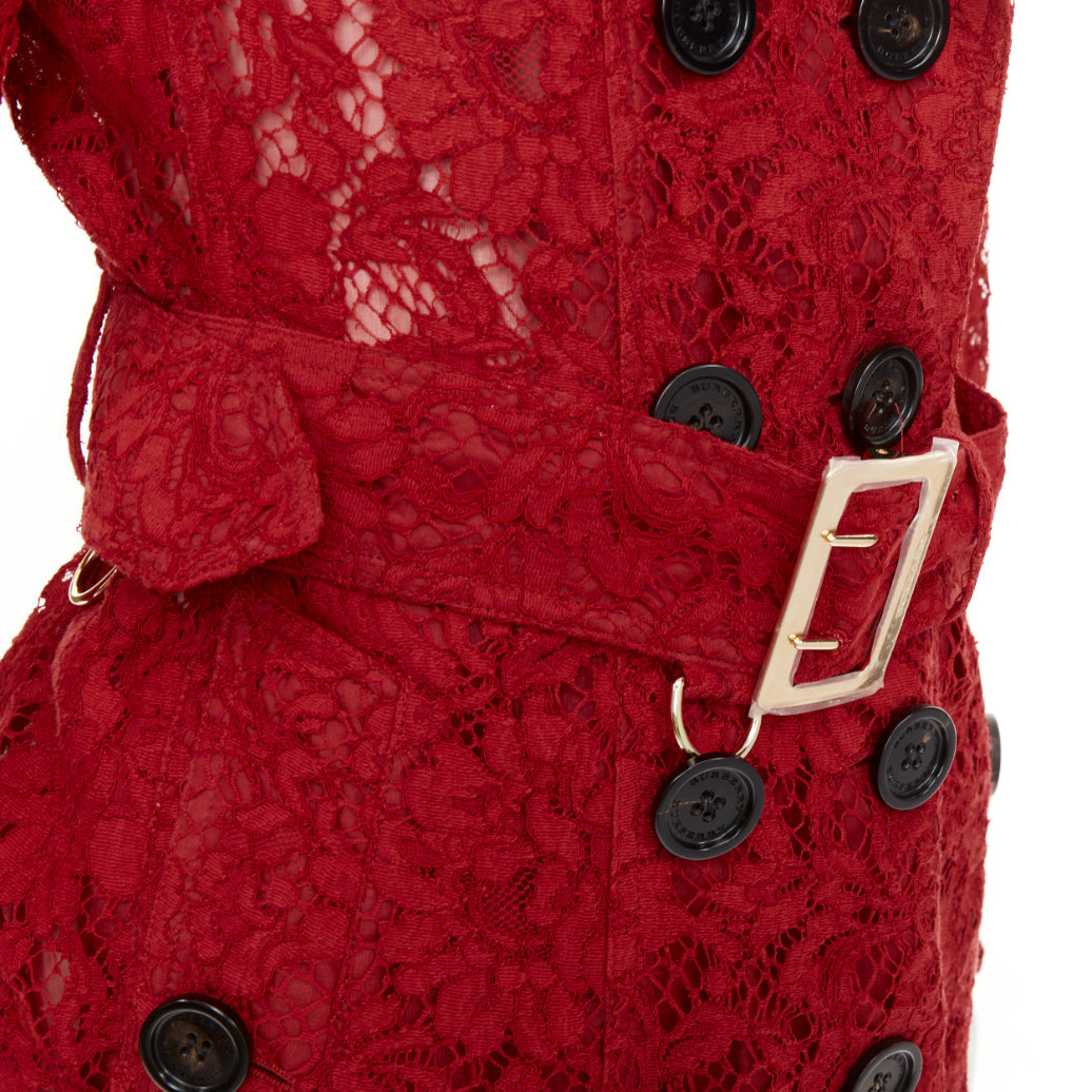 Women's Burberry Kensington red lace trench coat