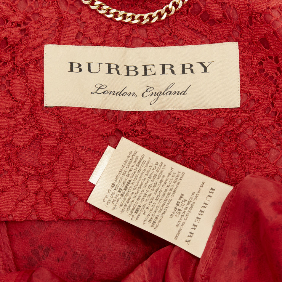 Women's Burberry Kensington red lace trench coat