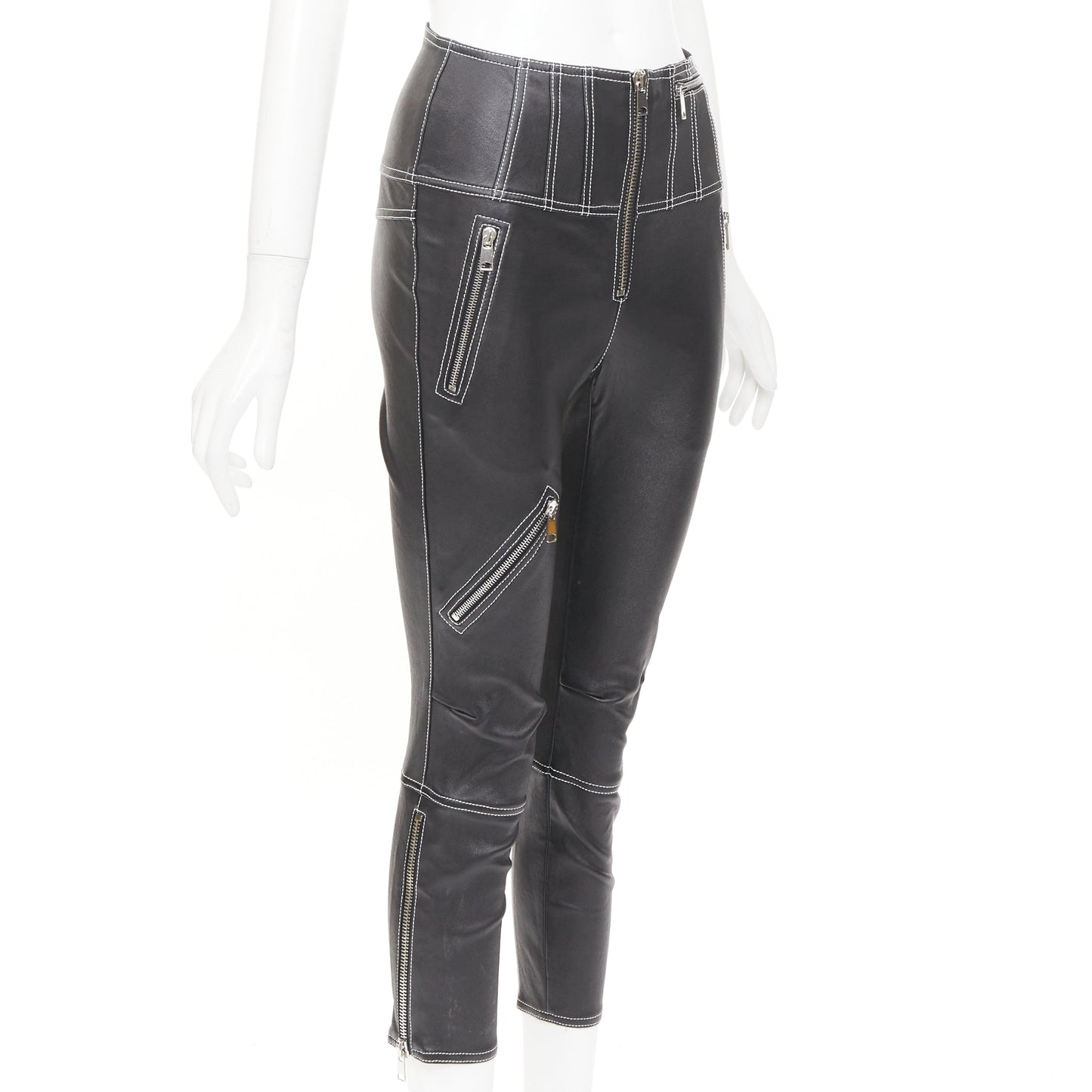 Women's Alexander McQueen corset leather trousers