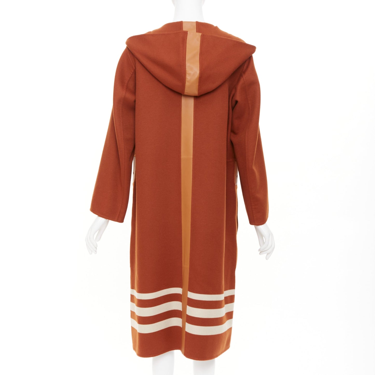Women's Hermes lambskin panel cashmere striped coat