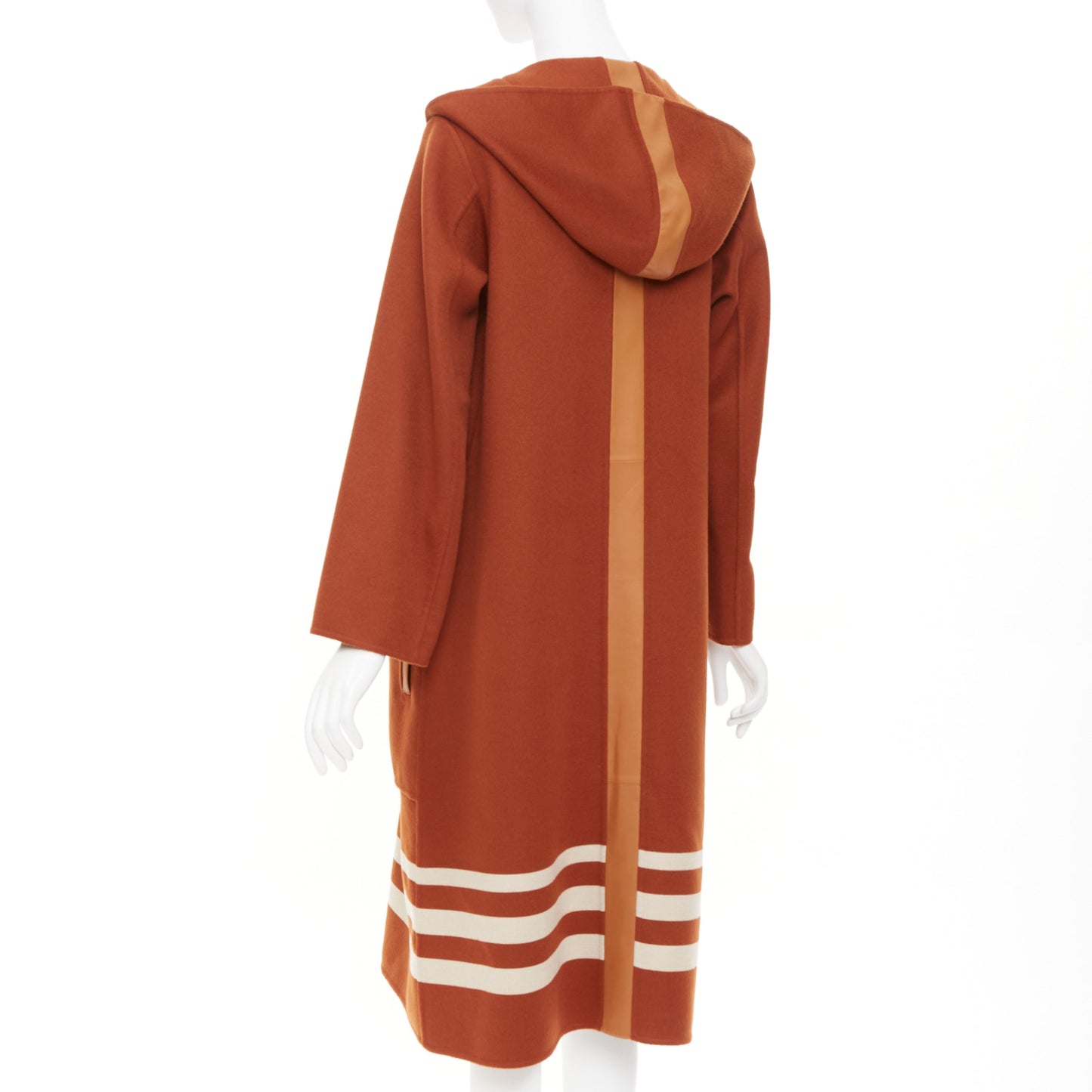 Women's Hermes lambskin panel cashmere striped coat